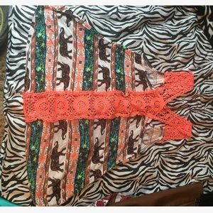 Elephant Aztec lace top